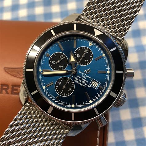 breitling superocean stainless steel blue chronograph watch|breitling superocean watch for sale.